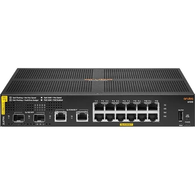 HPE HPE Aruba CX 6100 JL679A#ABA 12-port network switch 139 W PoE — product photo