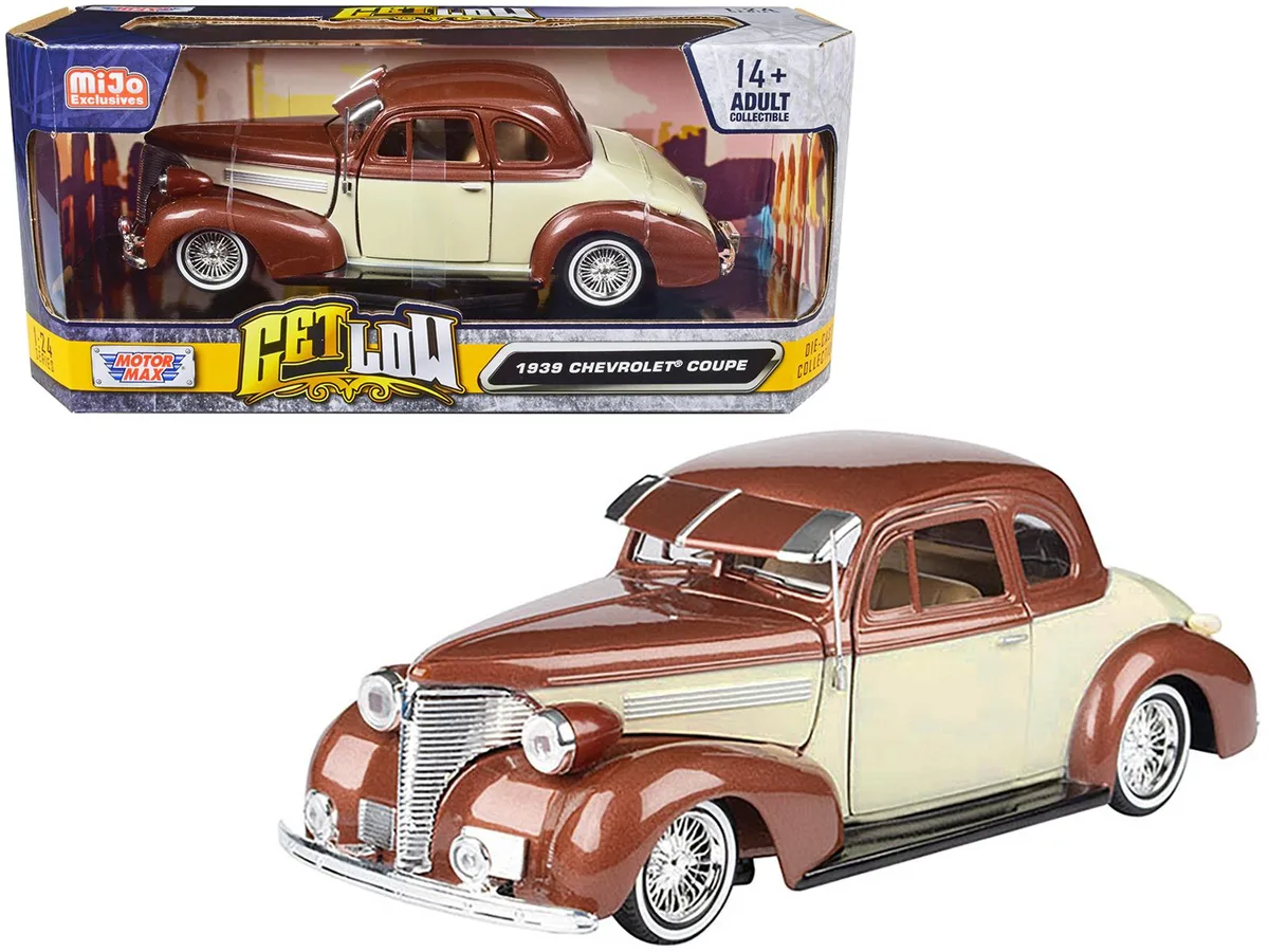 MOTORMAX MOTORMAX 1939 Chevrolet Coupe Lowrider Beige Brown Metallic 1/24 Diecast — product photo