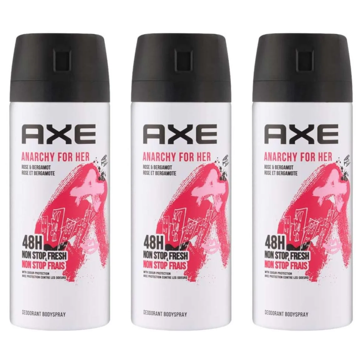 AXE AXE SKU-3PACK Skin Care Anarchy For Her Deodorant Body Spray Rose Bergamot 5 fl oz 3-Pack — product photo