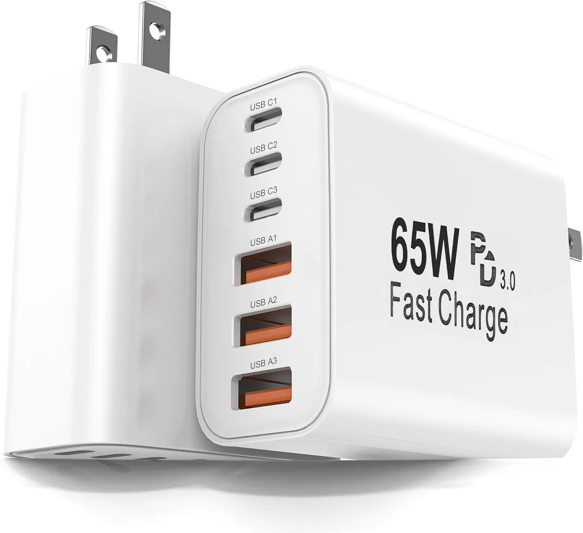 Elestur Elestur 65W 6-Port USB-C Charger 2-Pack 3 PD USB-C 3 QC 3.0 USB-A Compact — product photo