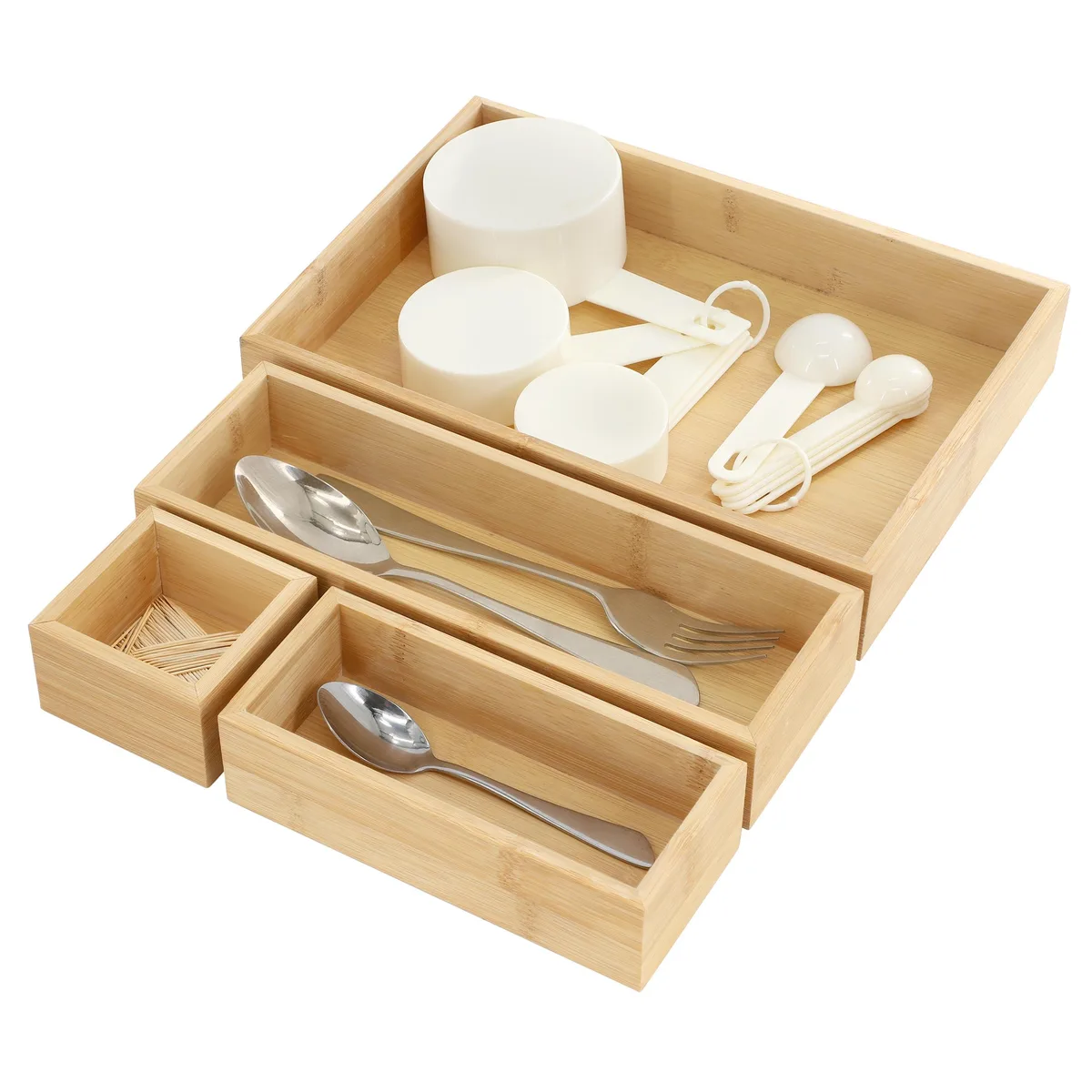MegaChef MegaChef 4 Piece Bamboo Storage Trays — product photo