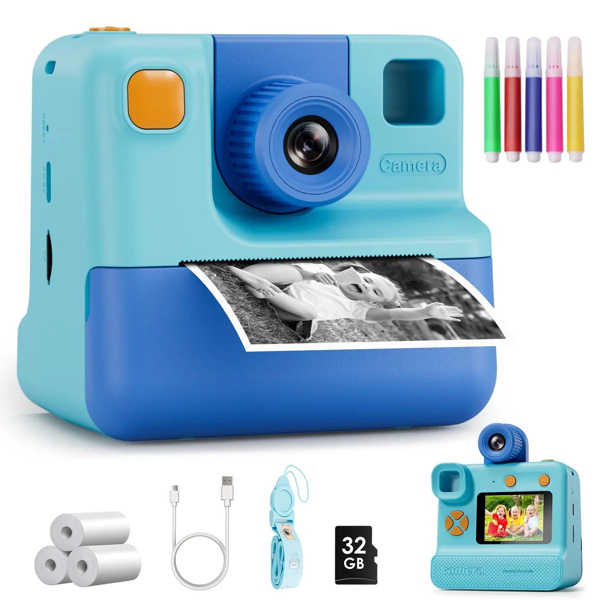  GREENKINDER KC05 Instant Print Camera Kit Purple 2.0in 32GB — product photo