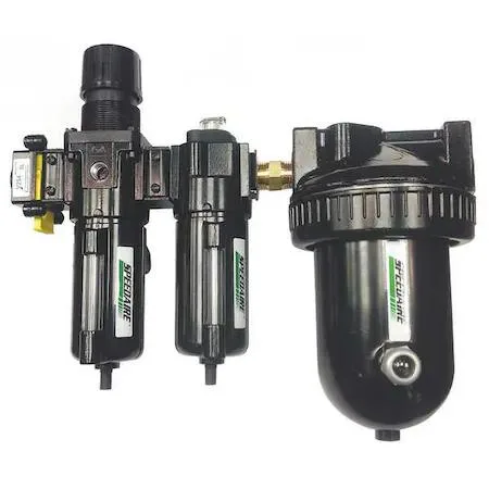 Metal desiccant dryer, four-stage, compact rectangular shape, NPT fittings visible