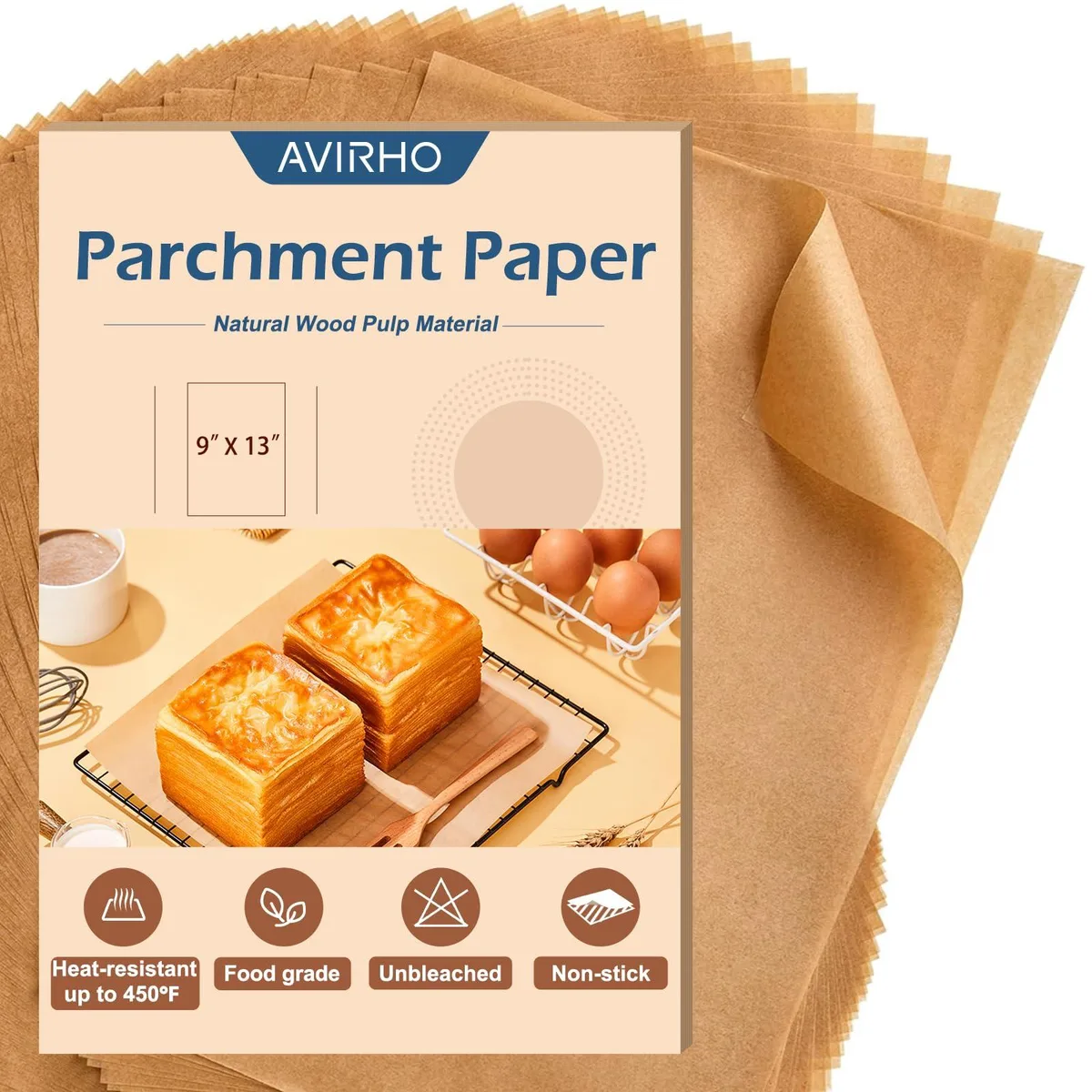Stack of 70 brown unbleached parchment sheets 9x13 inches