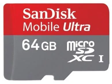 SanDisk SanDisk SDSDQU-064G-U46 64GB microSDXC UHS-I Class 10 memory card with SD adapter and USB 2.0 dual-slot reader — product photo