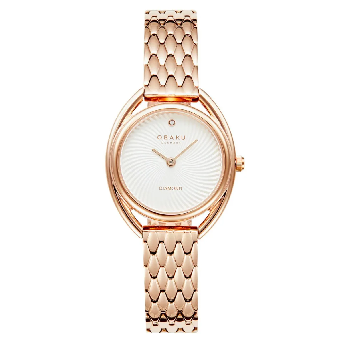 Silver stainless steel watch with white dial and metal bracelet