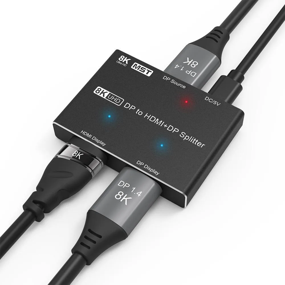 AUBEAMTO AUBEAMTO DisplayPort HDMI Splitter 8K MST SST 1In 2Out DP 1.4 8K@30Hz 4K@120Hz — product photo