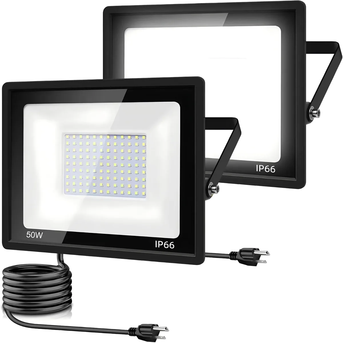  garageangle 2-Pack 50W LED Flood Light 5500lm 6000K IP66 — product photo