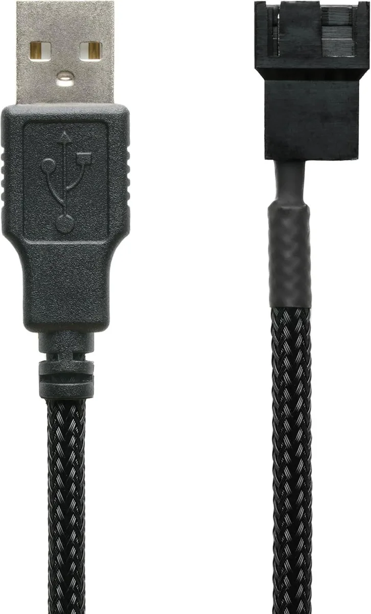TeKit TeKit USB to 3/4-Pin PWM 5V Sleeved Fan Power Adapter Cable 1.6 ft — product photo