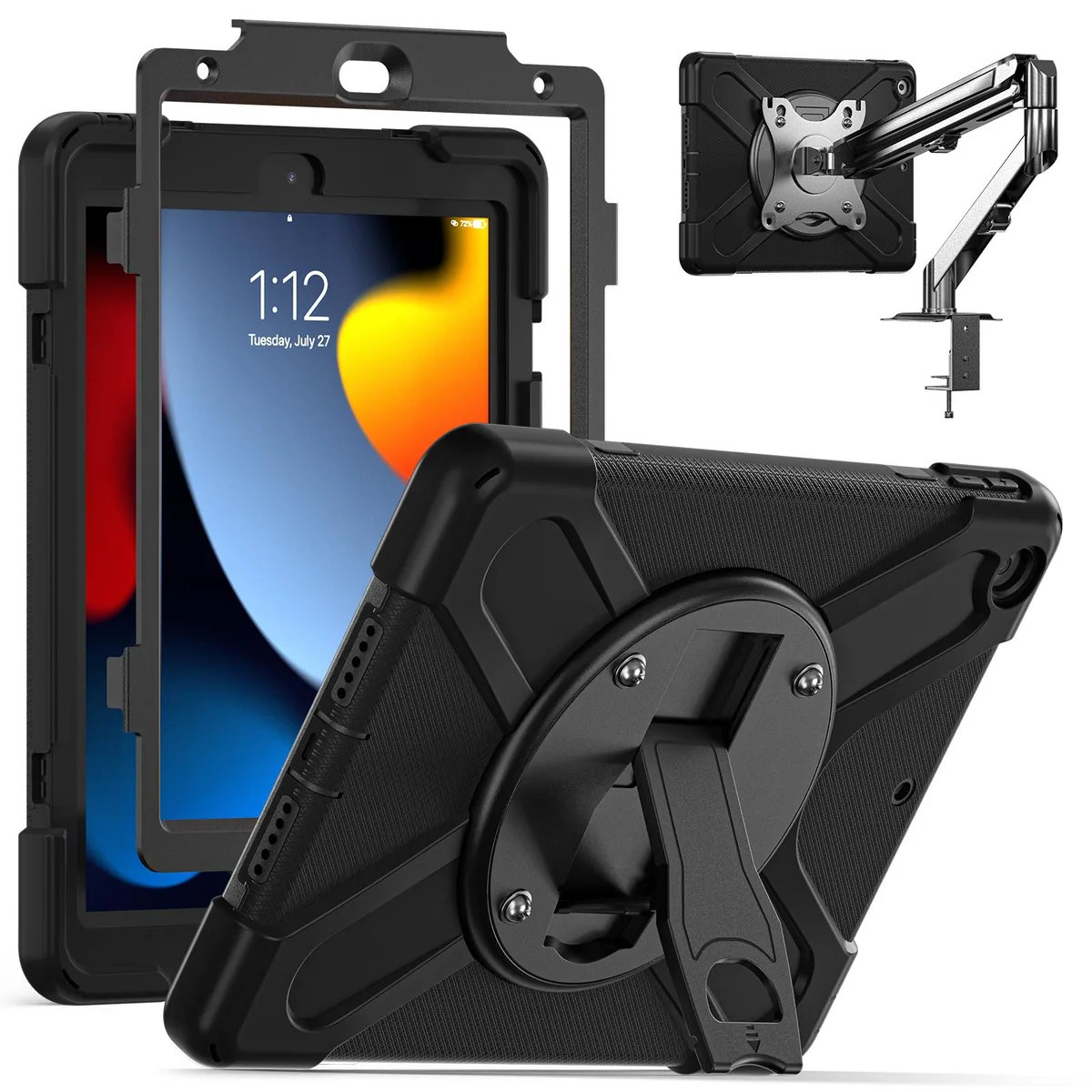 BONAEVER BONAEVER iPad 9th 8th 7th Gen 10.2 inch Shockproof Case with Stand Strap Pencil Holder VESA 75mm — product photo