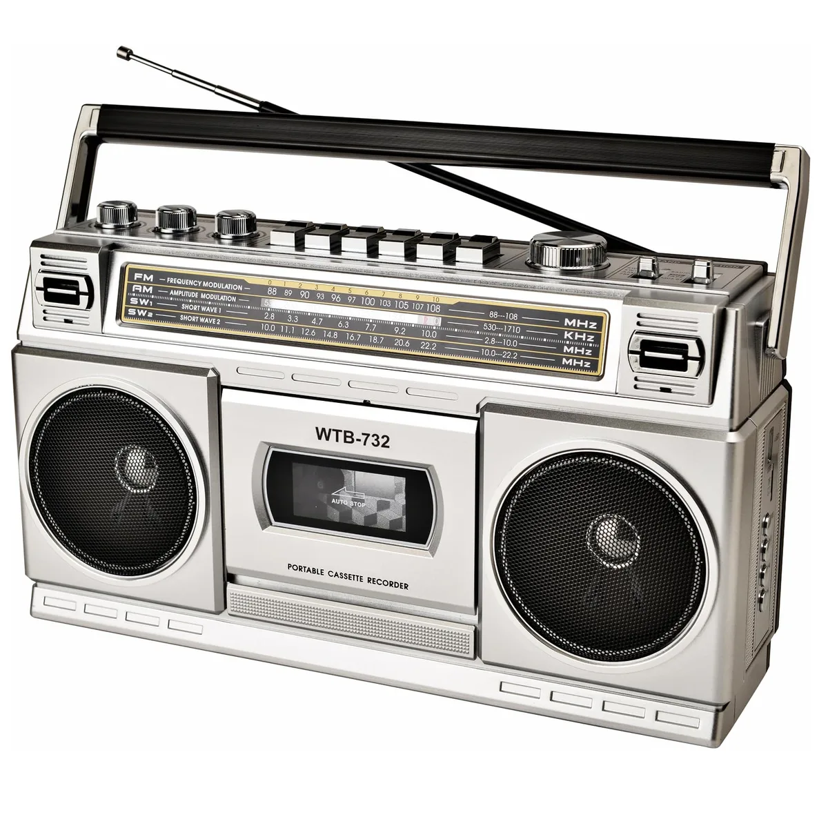 WISCENT WTB-799 Boombox 24W Bluetooth Cassette AM/FM/SW1/SW2 USB MicroSD 32GB — product photo