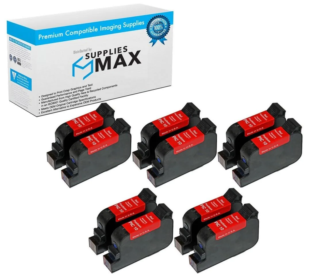 SuppliesMax SuppliesMax Remanufactured Red Inkjet Cartridge 10 Pack for Francotyp-Postalia PostBase 20/30/45/65/85 — product photo