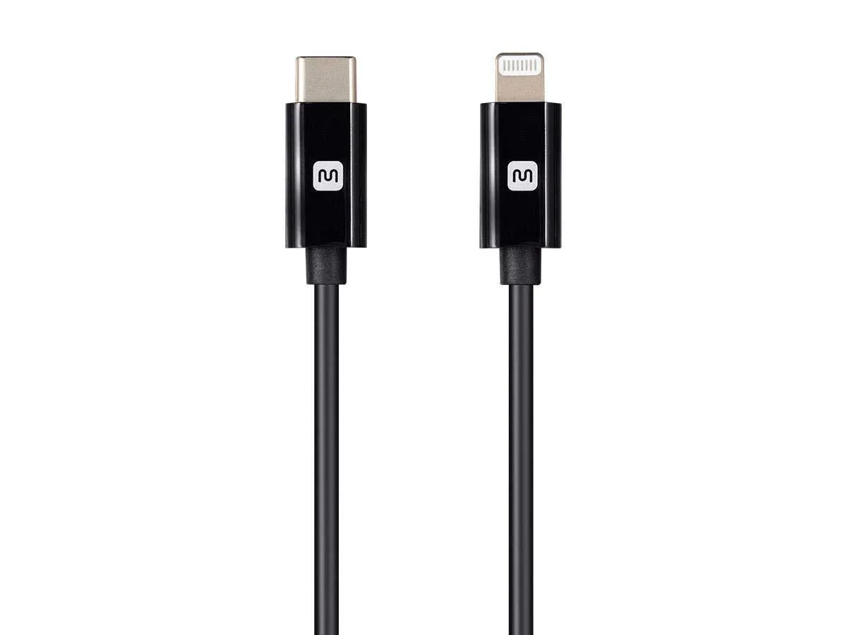  Monoprice Lightning to USB-C Cable 1.5ft Black 18W MFi — product photo