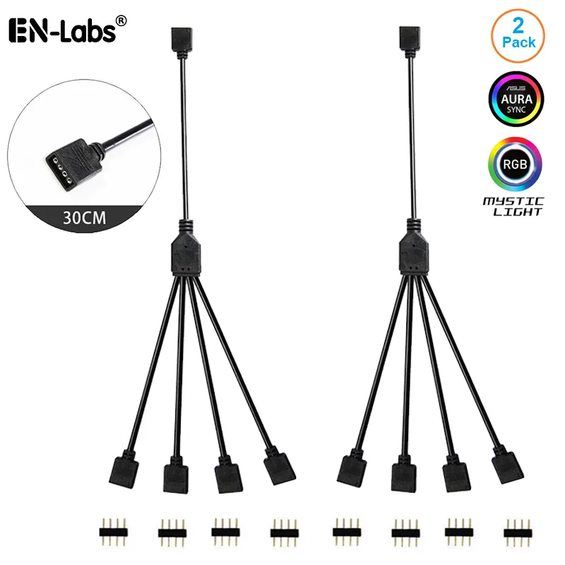 EN-Labs EN-Labs 12VRGBSPL1X4 12V 4-Pin RGB 4-Way Splitter Cable 1 Foot 2 Pack — product photo