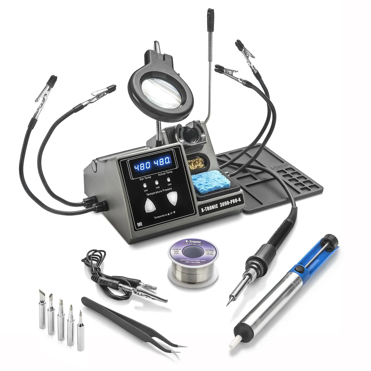 X-Tronic (X-Tronic International, Inc.) X-Tronic 3090-PRO-X 75 W Soldering Station with Accessories — product photo