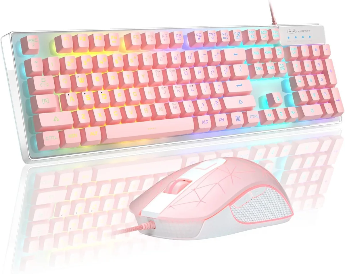 usbroway usbroway K1 RGB Gaming Keyboard and Mouse Combo Pink 104 Keys 3200 DPI — product photo