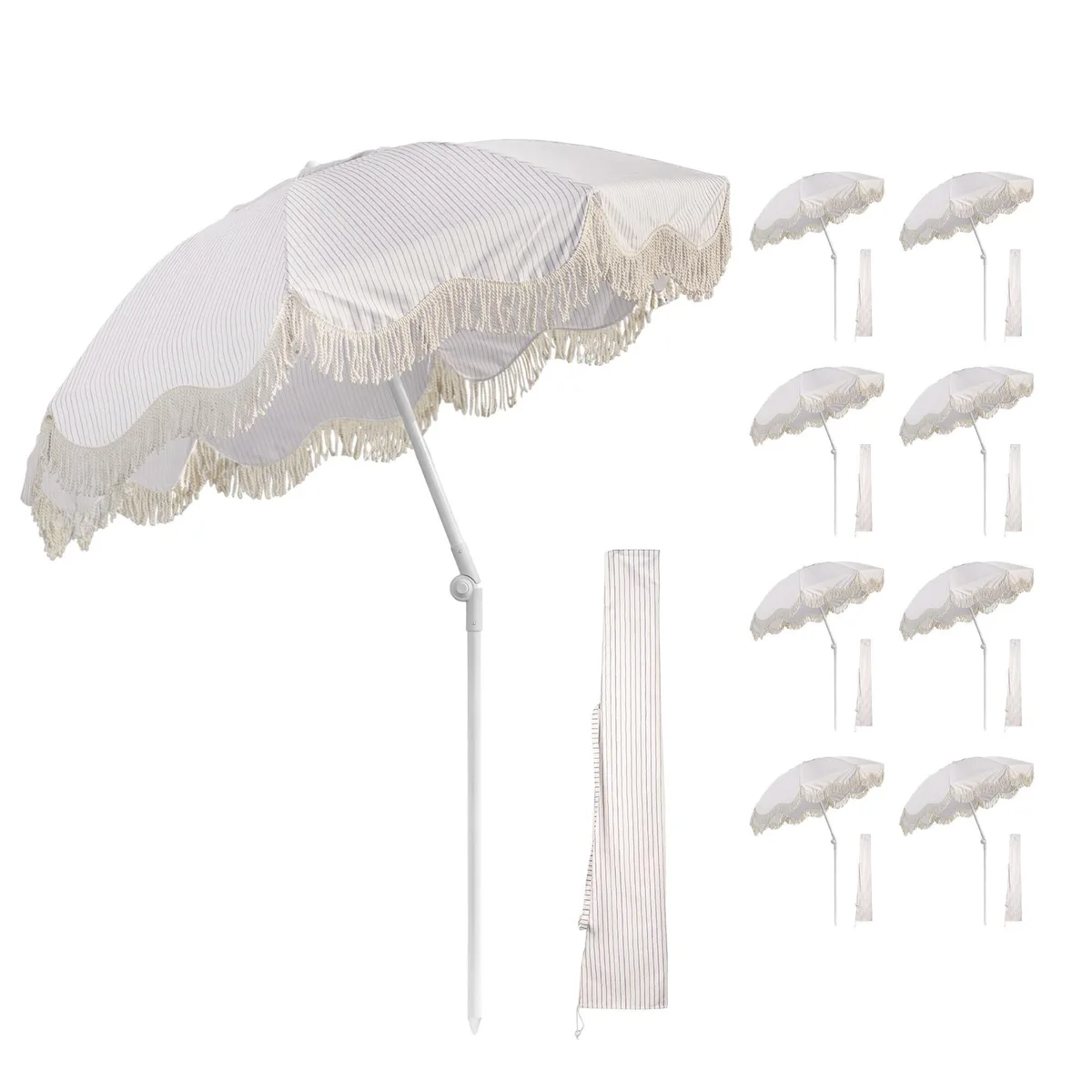Yescom USA, Inc. Yescom USA, Inc. 07UMB060-F6-07SX9 9-pack 6 ft fringe patio umbrella Purple Stripe — product photo