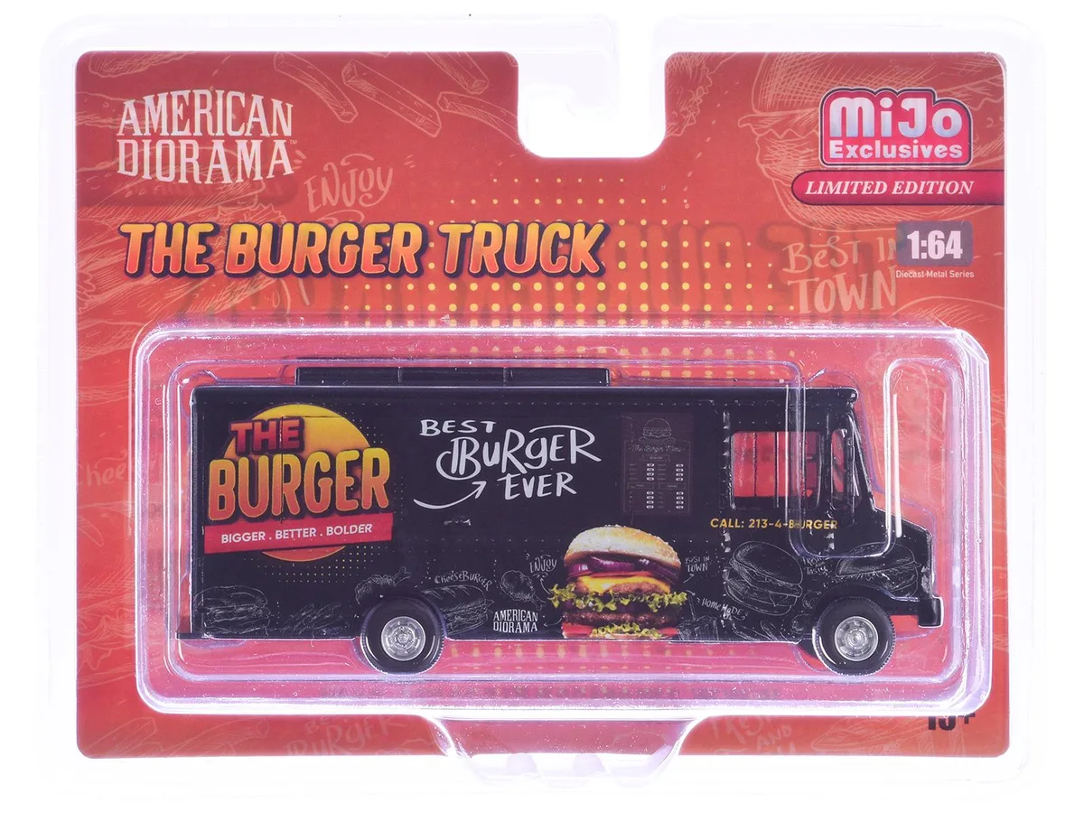 American Diorama American Diorama Food Truck "The Burger Truck" Black 1/64 Diecast — product photo