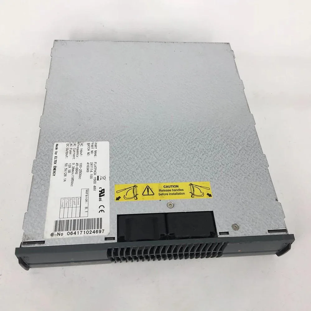 Rectangular ATX power supply unit with metal casing and ventilation grille