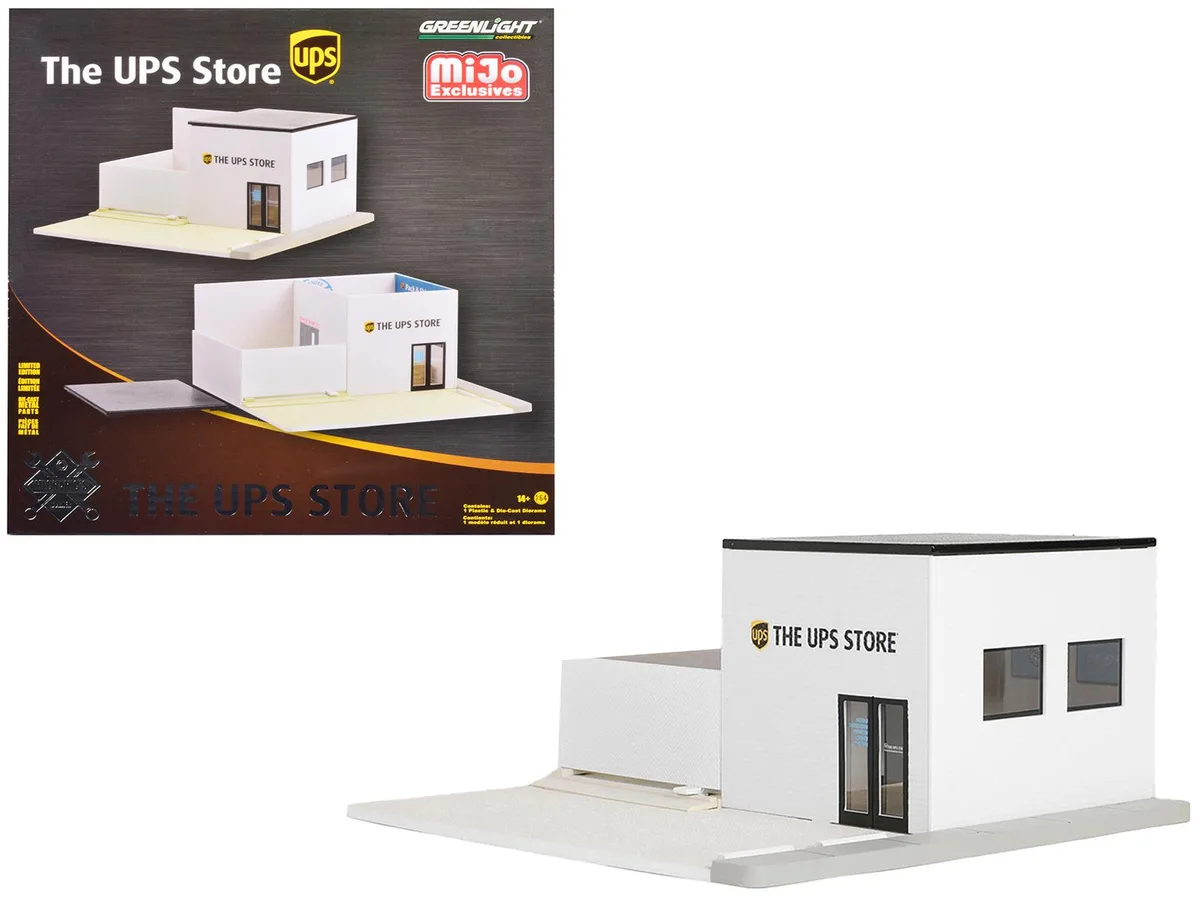 GREENLIGHT GREENLIGHT The UPS Store Diorama "Mechanic's Corner" 1/64 Scale hobby collectible — product photo
