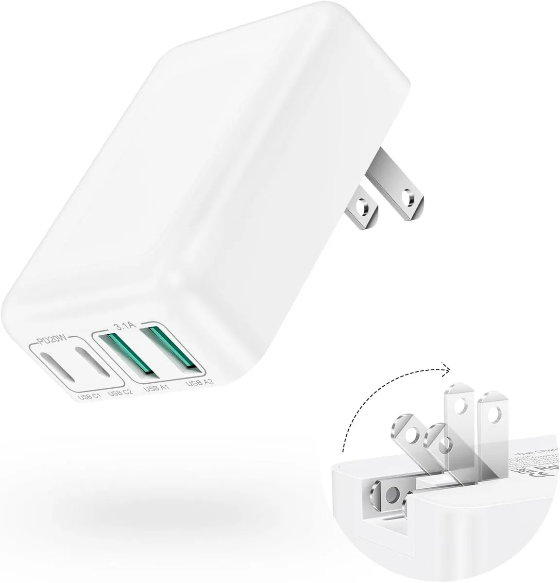 SMA SMA 40W Flat Wall Charger 2 USB-C 2 USB-A White — product photo