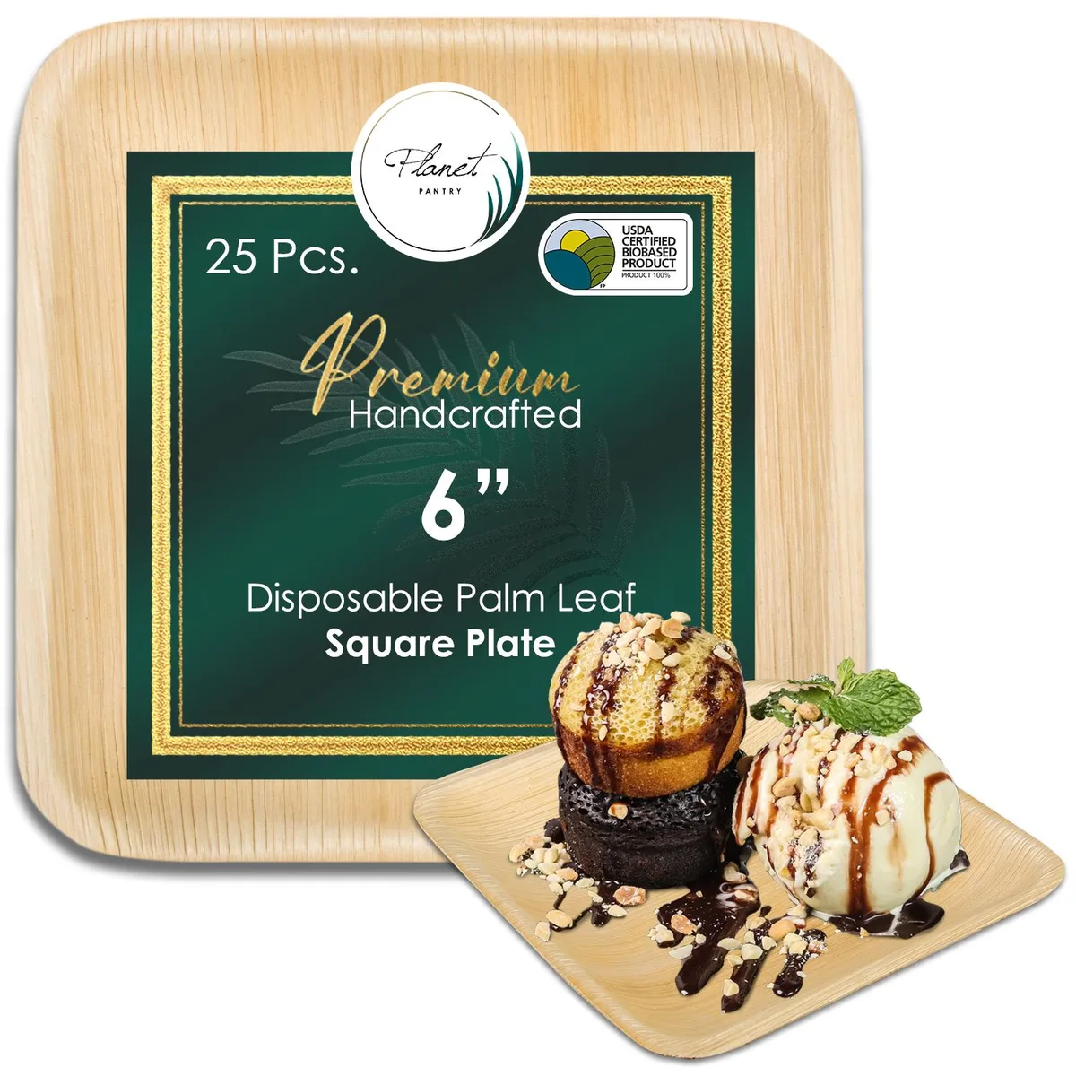 Planet Pantry Planet Pantry Disposable Palm Leaf 6" Square Plate 25 pcs — product photo