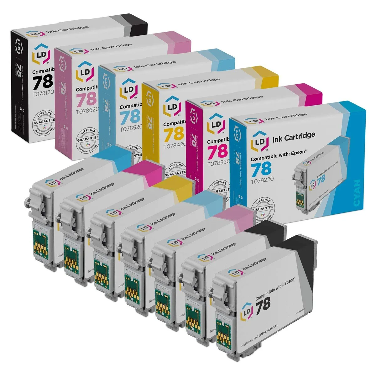 LD Products LD Products T078 7-Pack Ink Cartridges for Epson RX580 RX595 — product photo