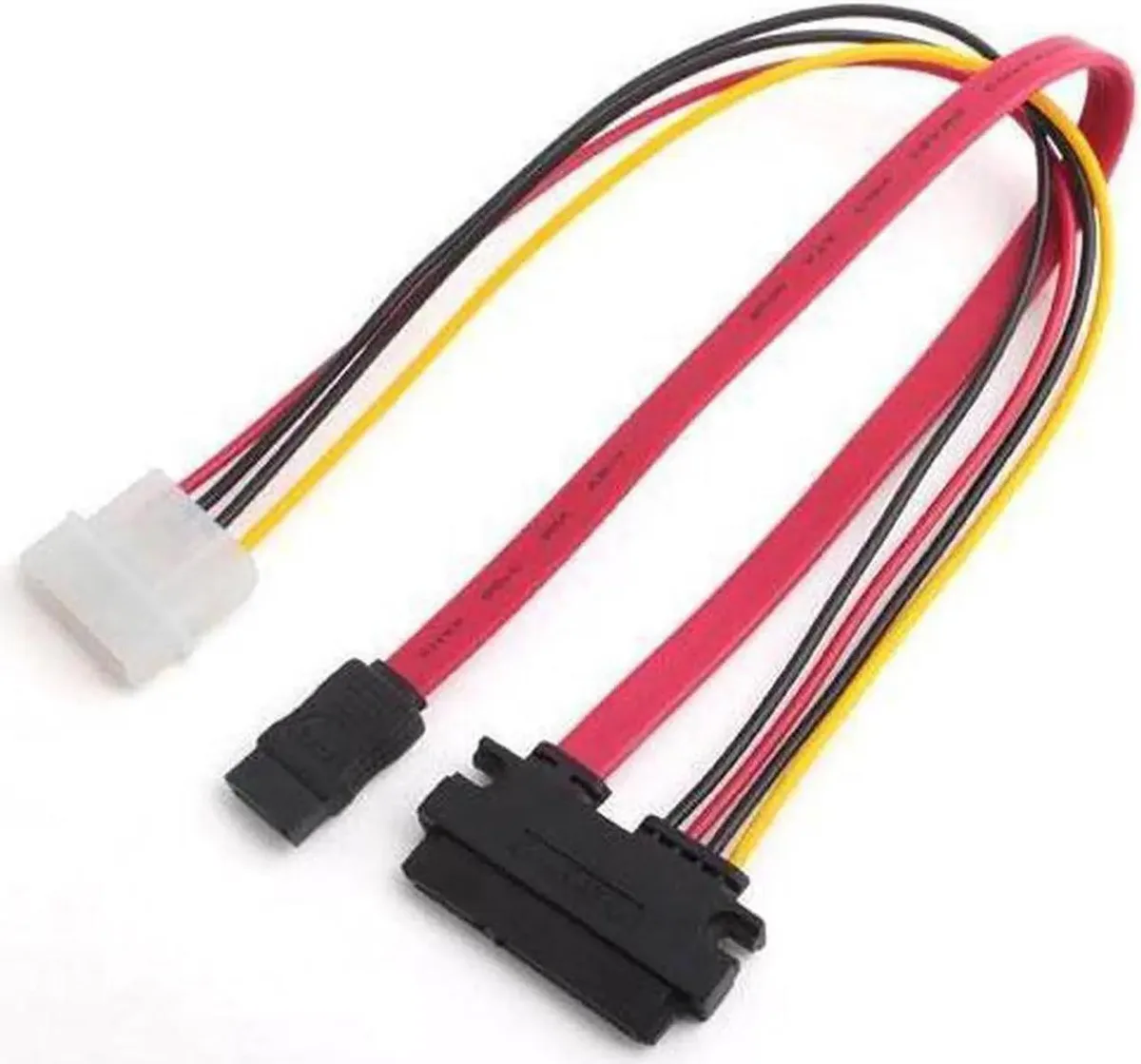 Vszerda Vszerda 50 cm 22-pin SATA III 6Gbps data &amp; power to SATA 7-pin &amp; Molex 4-pin combo cable, red — product photo