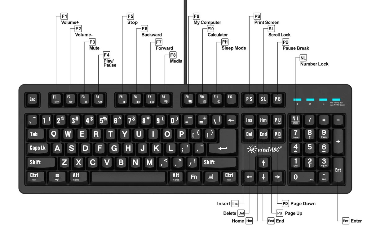 vitalASC vitalASC 104-Key Large Print Keyboard Black — product photo