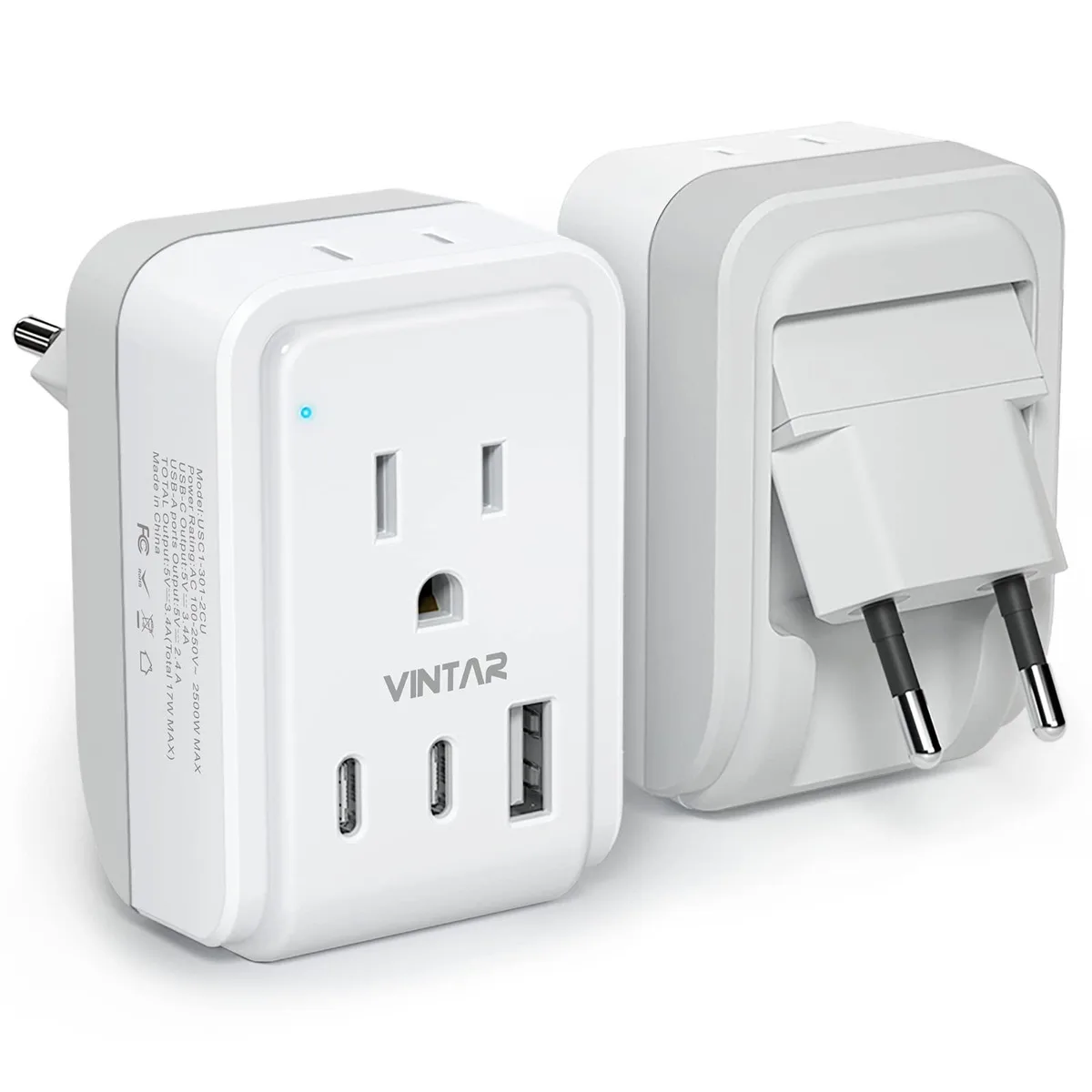  VINTAR USC1-301-2CU USB Charger 2 USB-C 1 USB-A 17W — product photo