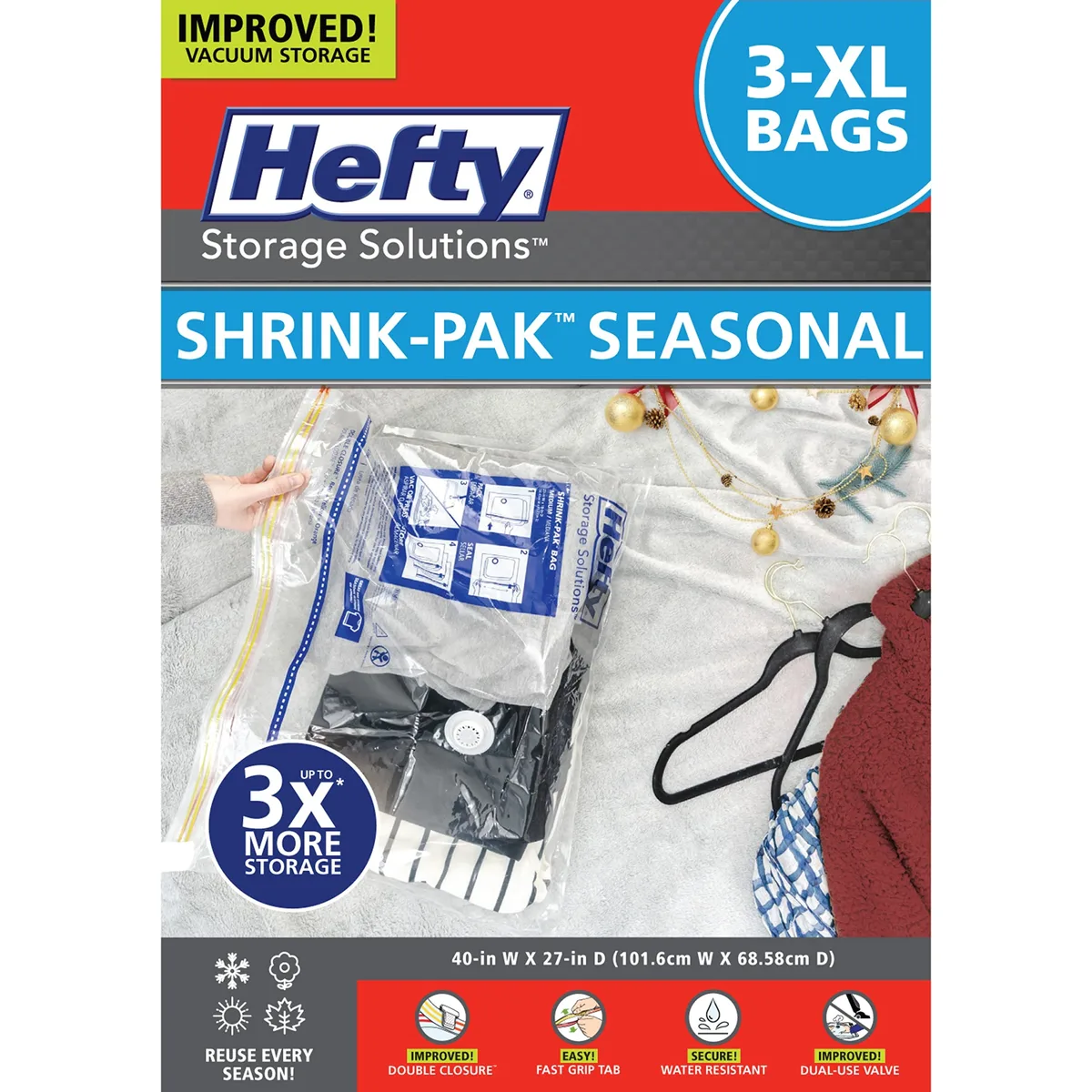  Hefty Shrink-Pak HFTCOM-8001 Solo 3 Extra Large Vacuum Storage Bags — product photo