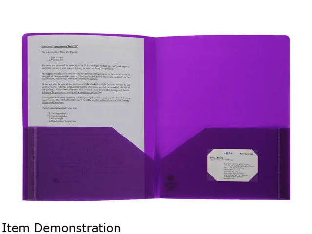 Business Source Business Source 20879 Poly Portfolio 2 Pocket .3mil Purple accessory — product photo