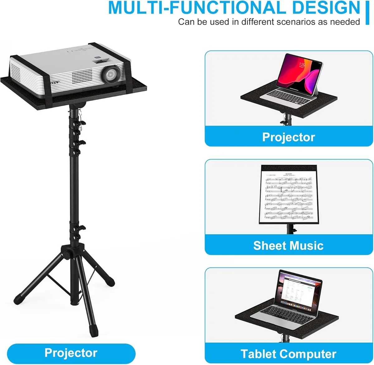 BFKK BFKK Projector Stand Tripod 23.5-63.5in 15x11in Tray 22lb Projector Accessory — product photo