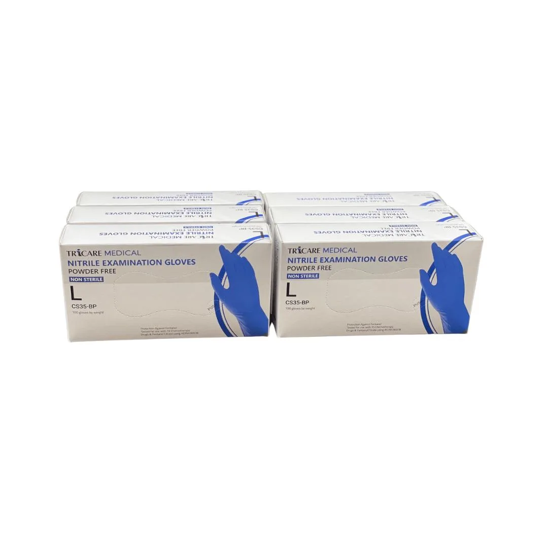 TRICARE MEDICAL TRICARE MEDICAL Nitrile Exam Gloves, Chemo Tested, 4.3 Mil, Deep Blue, 6×100 Large — product photo
