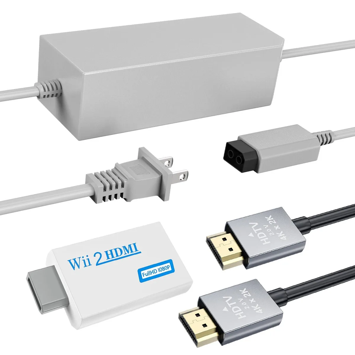 LA NREUCETS 3-in-1 Wii to HDMI Converter with Power Adapter and 4.92FT HDMI Cable — product photo