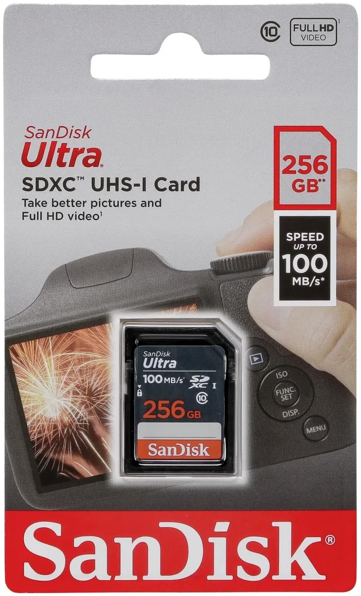 SanDisk SanDisk SDSDUNR-256G-GN3IN DHE 256GB SDXC 100MB/s C10 UHS-I memory card — product photo