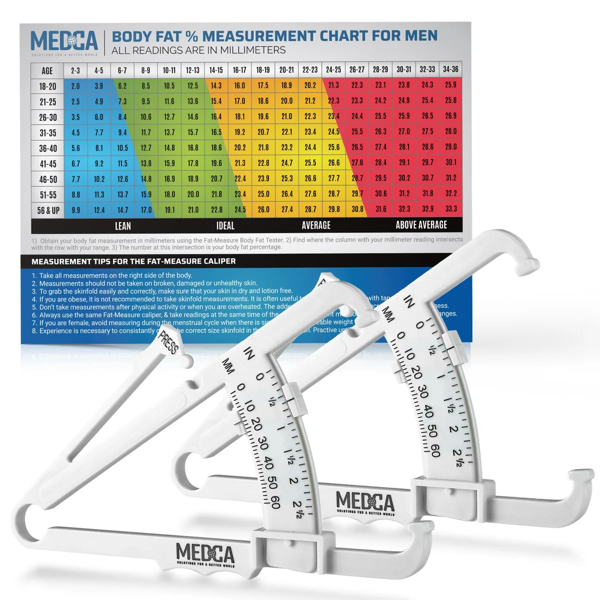 MEDca MEDca Skinfold Body Fat Caliper Pack of 2 White — product photo