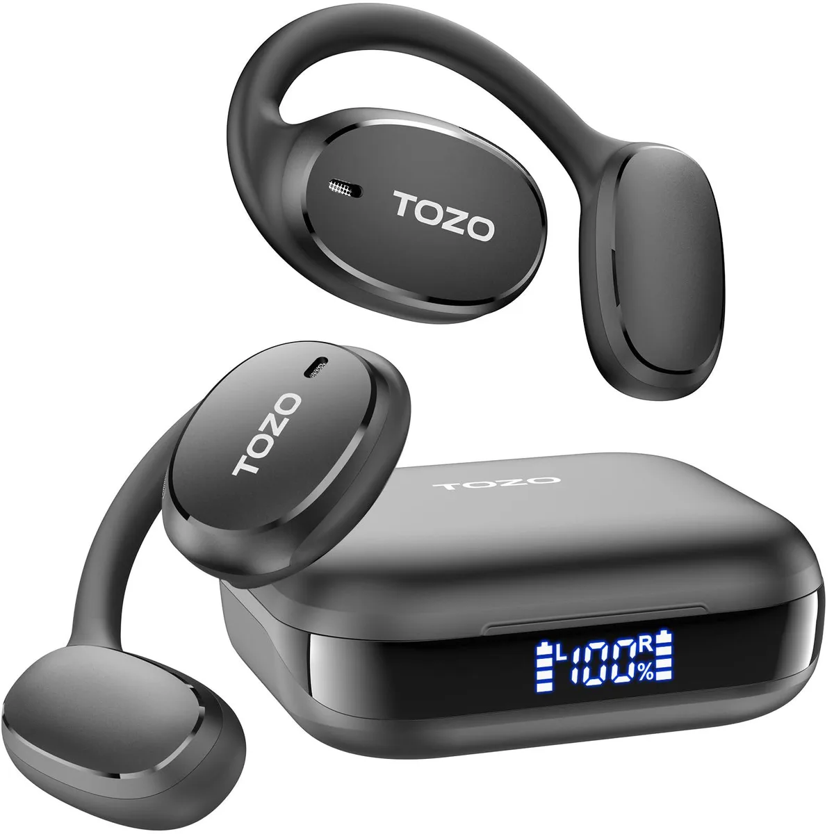 TOZO OpenEgo T1301 Bluetooth 5.3 Earbuds 80Hrs 32 EQ Black — product photo