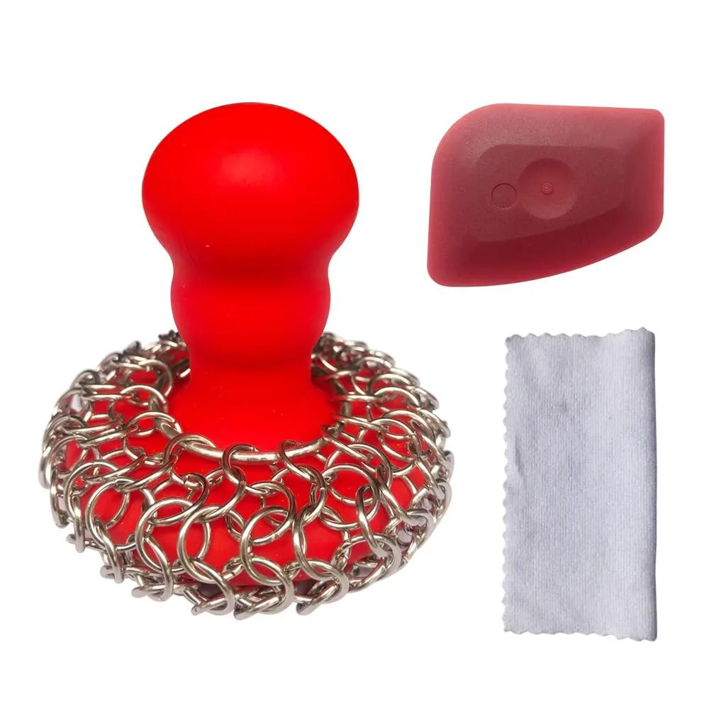  Toiserns 316 Chainmail Scrubber Kit with Silicone Handle Red — product photo