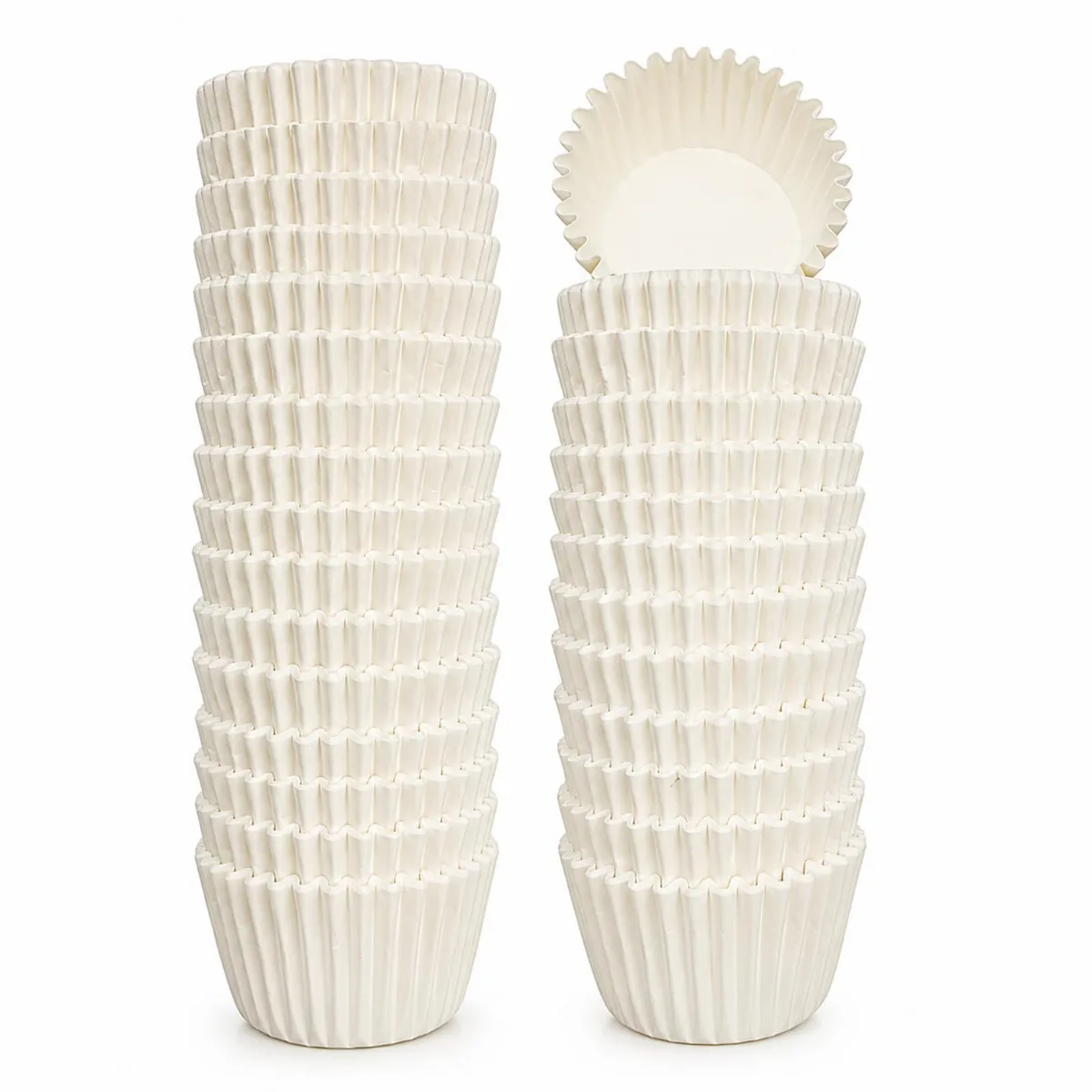White mini cupcake liners, 500 count, 2.36" top diameter
