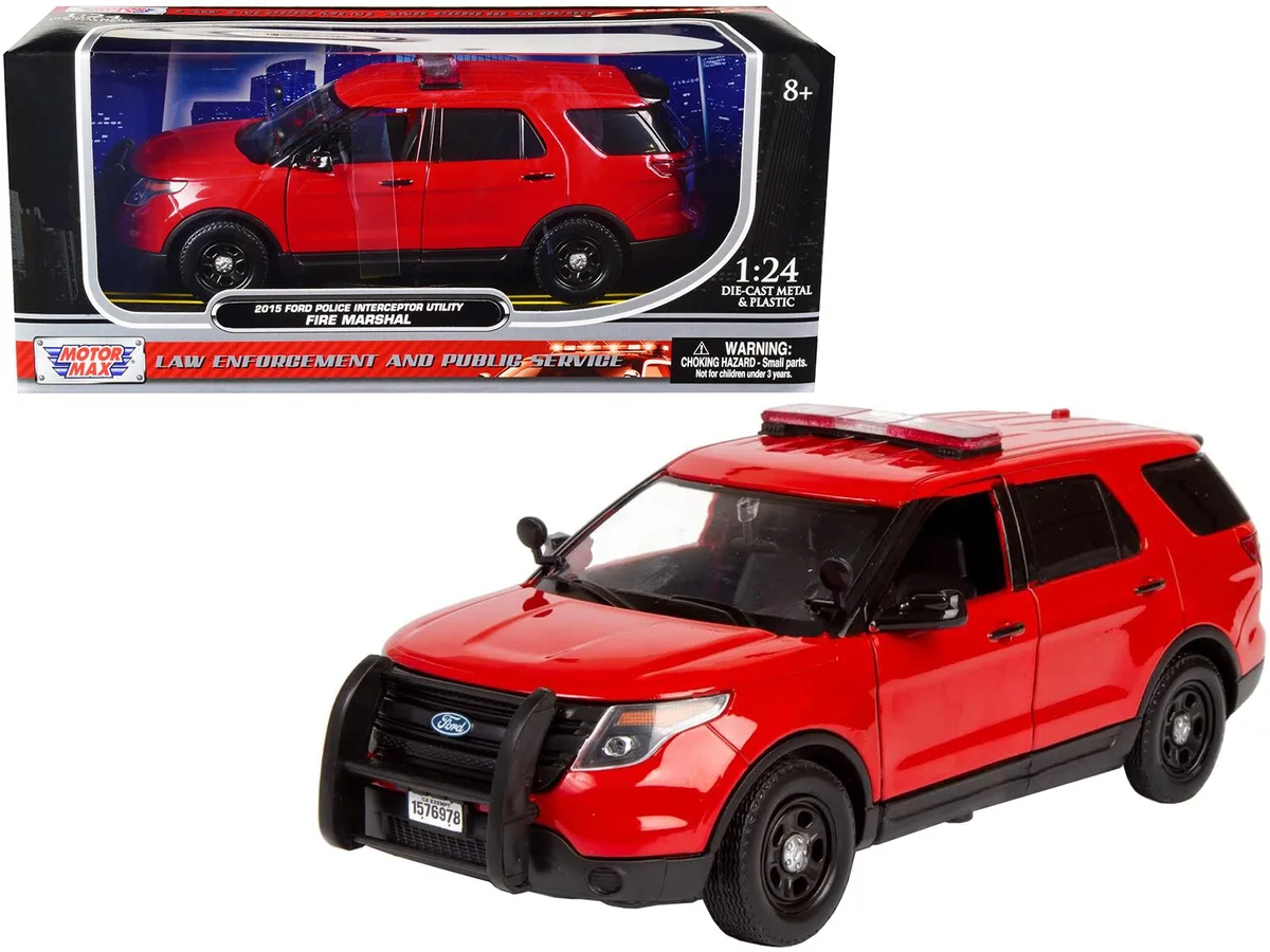 MOTORMAX MOTORMAX 2015 Ford Police Interceptor Utility Fire Marshal Plain Red 1/24 Diecast — product photo