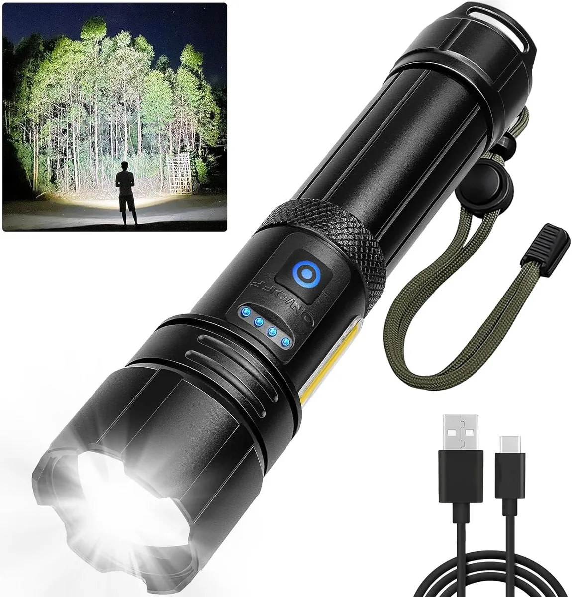 lelisten lelisten 900000 lumen USB rechargeable flashlight — product photo