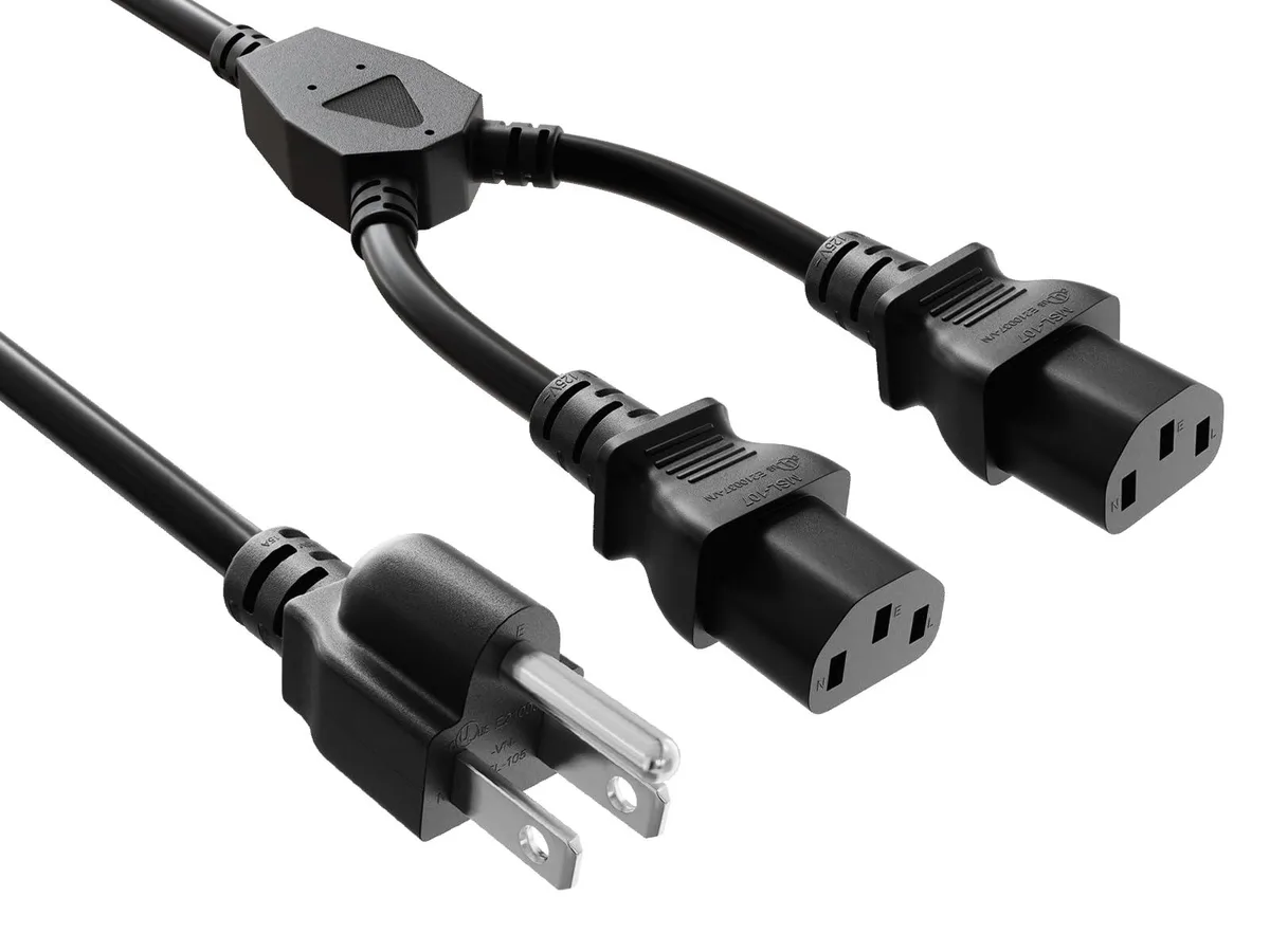 Cable Leader Cable Leader 6ft 5-15P to 3x C13 Power Splitter Cord 18 AWG 10A 125V Black — product photo