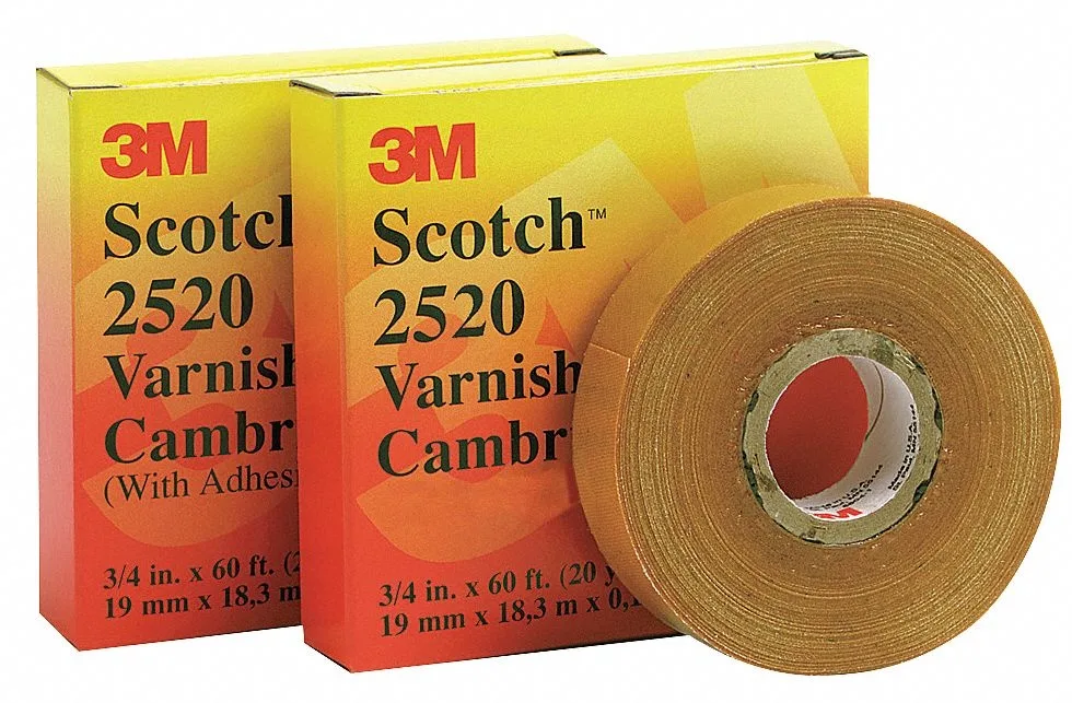 3M 3M 2520 Scotch Varnished Cotton Cambric Electrical Tape 3/4 in 108 ft Yellow — product photo