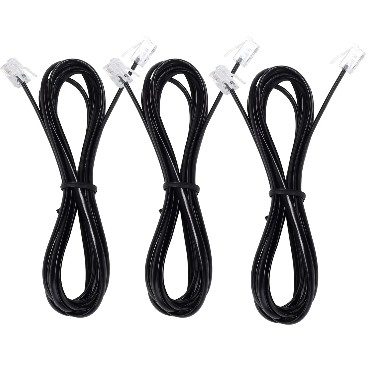 GE phone cable 25 ft RJ11 6P4C male to male black — product photo
