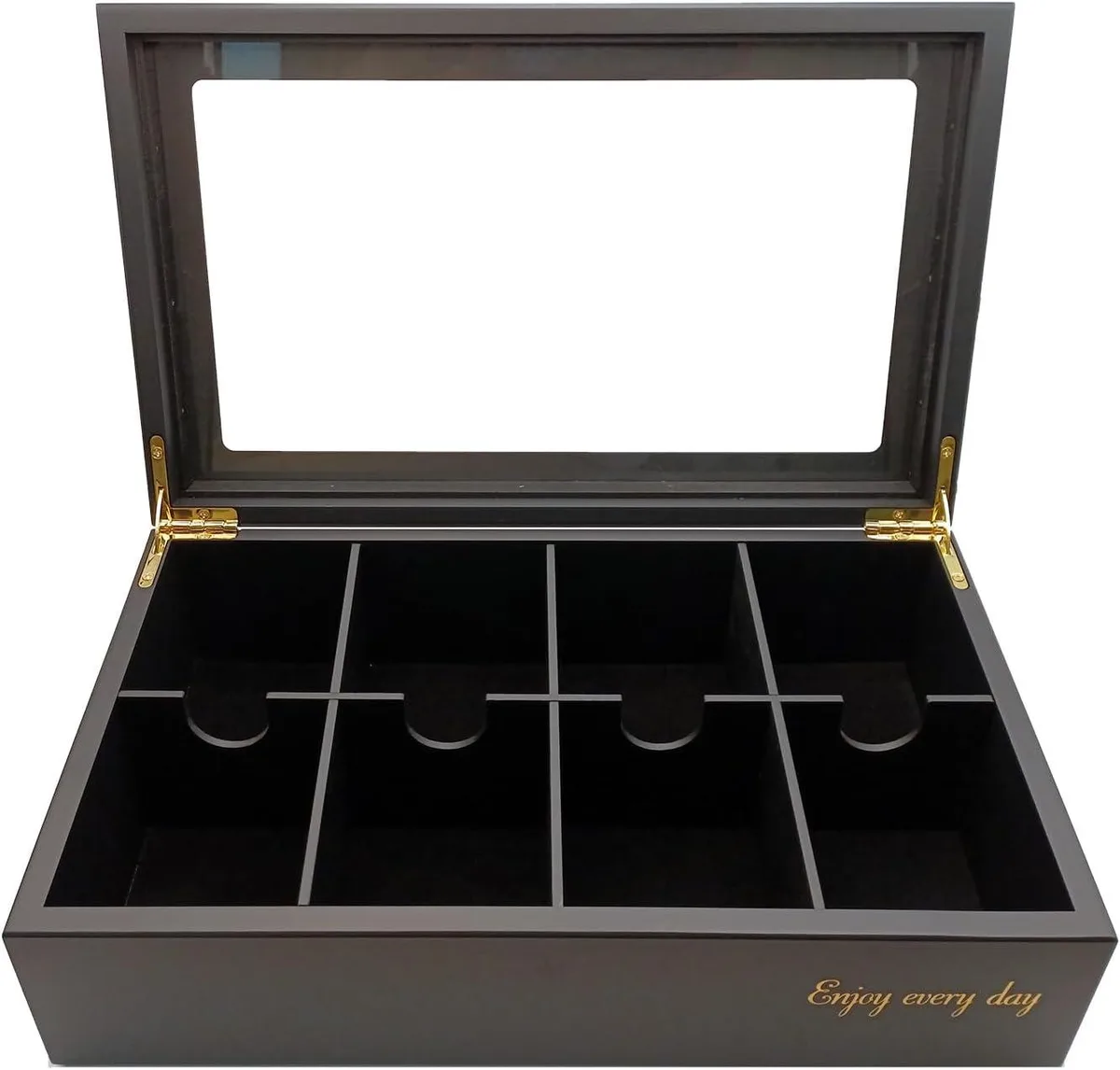 BJOYFUL&amp;LOVED BJL BJOYFUL&amp;LOVED BJL Wooden Tea Box 8 Compartments Black — product photo