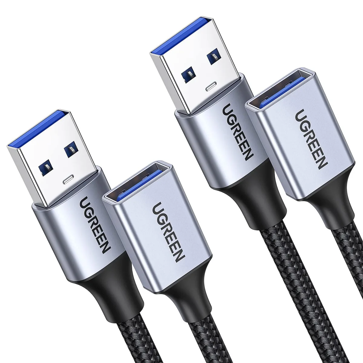 Vszerda Vszerda USB 3.0 Extension Cable 10 ft Grey Braided Male-to-Female 2 Pack — product photo