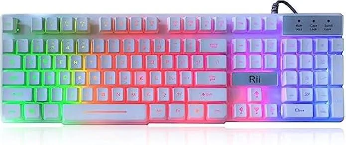 TAURKENAM TAURKENAM White Gaming Keyboard 104-Key Rainbow LED USB Wired — product photo