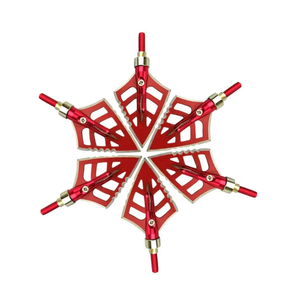 Twelve red 125-grain two-blade broadheads in a black case