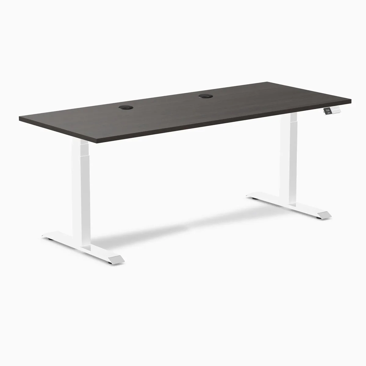 Desky Desky Dual Laminate Sit Stand Desk Burnished Wood White 70.9 x 29.5 in — product photo